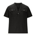 thumbnail image 4 of Taqqpue Mens Summer Shirts Linen V Neck Short Sleeve Shirts Trendy Loose Fit Casual Tops with Pockets, 4 of 6