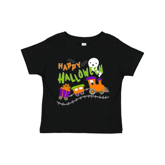 Inktastic Happy Halloween Train with Pumpkins, Bats, Cat,and Ghost Boys or Girls Toddler T-Shirt