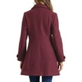 thumbnail image 3 of Abrigo largo clásico de invierno de una sola botonadura para mujer INSPIRE CHIC con bolsillos M Burdeos, 3 of 6
