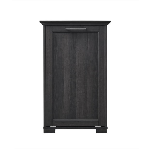OLD CAPTAIN Wooden Tilt Out Trash Cabinet, Hidden Trash Can Kitchen Holds 10 Gallons (Dark Brown Black Top Panel)