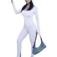 thumbnail image 4 of Fortune Women Bodysuits Ribbed Knit Bodycon Jumpsuits Long Sleeve One Piece Romper, 4 of 6