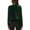 thumbnail image 3 of INSPIRE CHIC Women's Velvet Notched Lapel Double Breasted Motorcycle Cropped Jacket XS Dark Green, 3 of 5