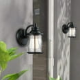 thumbnail image 2 of Outdoor Wall Light Wall Mount Porch Light Fixture for House Matte Black Wall Sconce with Seeded Glass Shade, 2 of 8