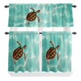 thumbnail image 2 of Kitchen Window Curtains Valance and Tier Set, Sea Turtle Baby Swimming In Water Rod Pocket Tier Curtain Valance Set, Blue Green Ocean Light Filtering Cafe Curtains for Bedroom Living Room, 2 of 9