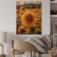 thumbnail image 2 of Designart "A Golden Sunflower Set Against the Sunset I" Floral Print on Natural Pine Wood, 2 of 5