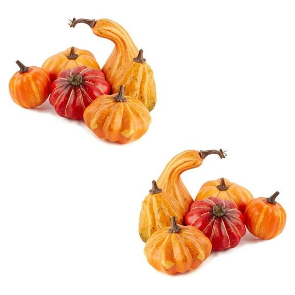 12pc Assorted Orange Pumpkin and Gourd Set - for Fall Decor - Factory Direct Craft