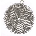 thumbnail image 1 of Limpiador de hierro fundido de acero inoxidable 316 premium, fregador de malla para sartenes de hierro fundido, hornos holandeses presazonados (7 pulgadas), 1 of 5