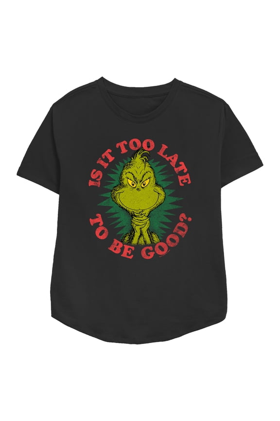 Women's Dr. Seuss Christmas Grinch Is it too Late Graphic T-Shirt