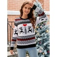 thumbnail image 3 of Women'S Christmas Sweater Fall Winter Xmas Top Long Sleeve Round Neck Knitted Sweater Chunky Casual Pullover Top White S, 3 of 6