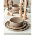 thumbnail image 3 of Famiware Plates and Bowls Set, 12 Piece Stoneware Dinnerware Sets, Brown, 3 of 8