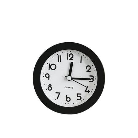 Quartz Alarm Clock, Ultra Silent No Tick 3.7 Inch, Night Light Battery Operated for Bedroom Bedside Desk - Black