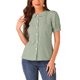 thumbnail image 1 of Camisa de cuadros para mujer INSPIRE CHIC con cuello Peter Pan, mangas cortas abullonadas, blusa de botones a cuadros XL verde, 1 of 5