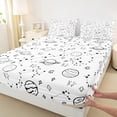 thumbnail image 2 of Manfei Outer Space Teen Full Size Sheets, White Black Stars Galaxy Bed Sheets, Starry Sky Planet Sheet Sets, Luxury Bedroom Decor, 4 Pieces, 2 of 6
