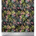 thumbnail image 1 of Soimoi Cotton Poplin Fabric Leaves,Floral & Yellow Cardinal Bird Print Fabric by The Yard 42 Inch Wide, 1 of 1