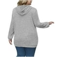 thumbnail image 6 of yoeyez Womens Plus Size Ribbed Knit Hoodie Lightweight Drawstring Solid Sweater Tops Casual Long Sleeve Pullover Sweatshirts Gray,S, 6 of 7