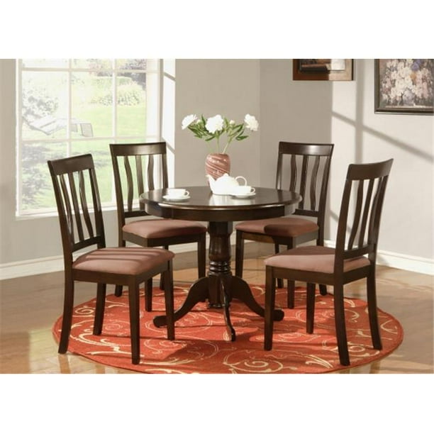 3 Piece Antique Round Kitchen 36 In Table And 2 Chairs With Microfiber Upholstered Seat Com 3 Piece Antique Round Kitchen 36 In, Antique Round Kitchen Table And Chairs