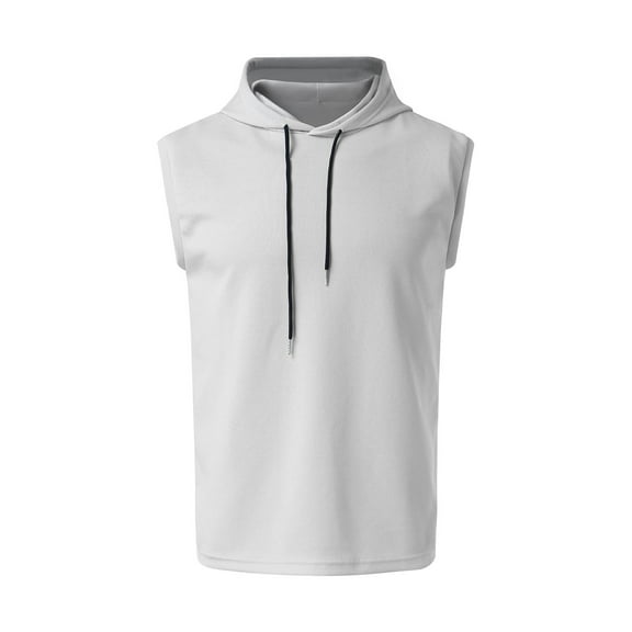 Krdevn Mens Sleeveless Vest Top Casual T Shirt Solid Color Hooded Hoodie,Tank Tops Men,L