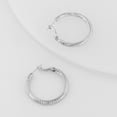 thumbnail image 2 of X & O Women's Silver Plated 30mm Polished and Diamond Cut Hoop Earrings, 2 of 6
