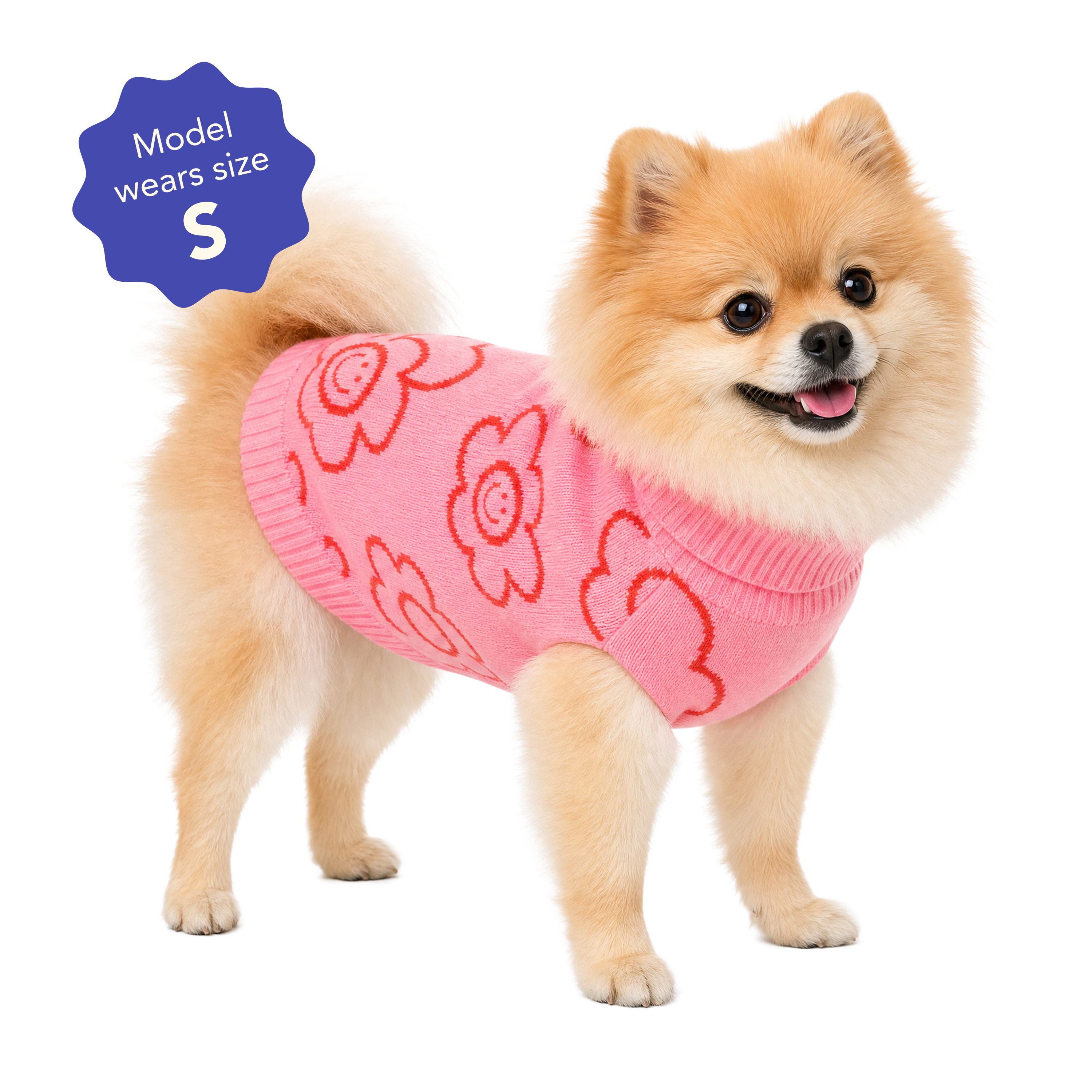 Oodles Smiling Daisies Fall Turtleneck Dog Sweater, Pink photo 5