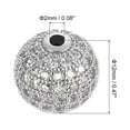 thumbnail image 2 of Charm Rhinestone Beads, 8 Pack 12mm Round Zircon Pave Spacer Beads for Jewelry Making (White - White Gold), 2 of 6