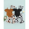 thumbnail image 3 of Douhoow 2Pcs Baby Girls Outfits Bow Short Sleeve Suspender Jumpsuit + Irregular Flare Pants, 3 of 9