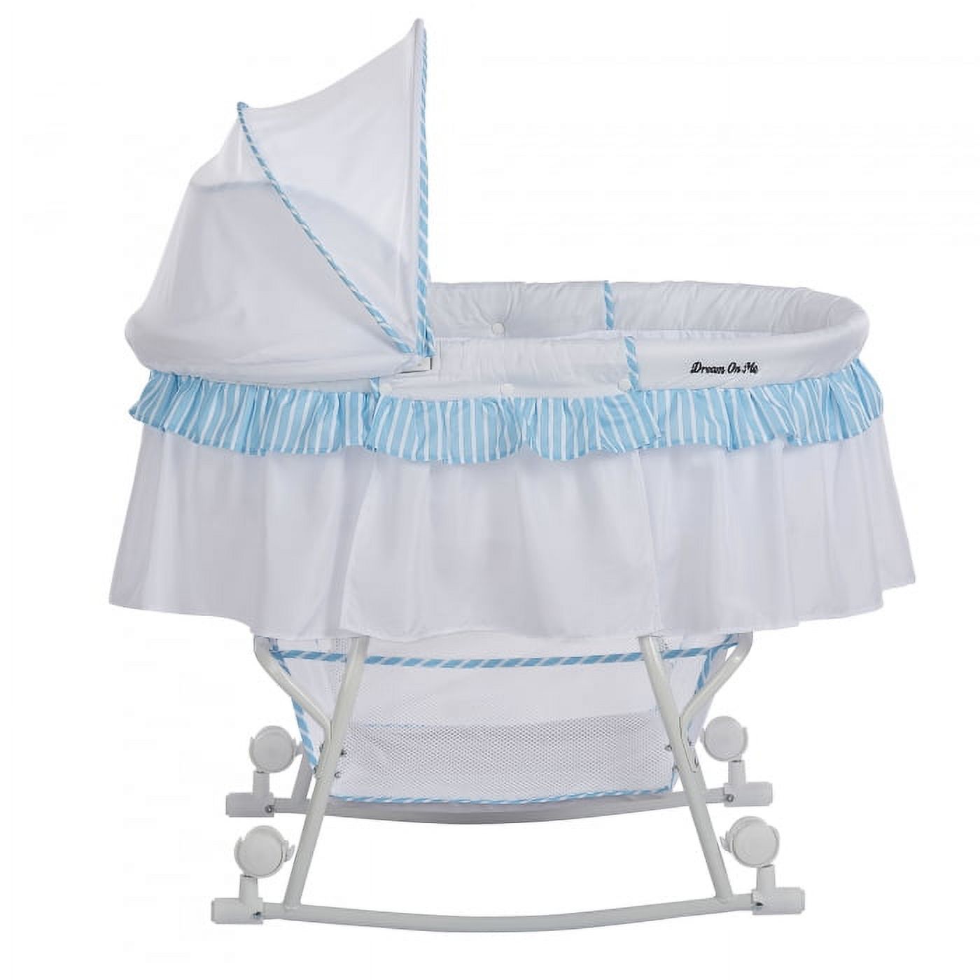 Dream On Me Lacy Portable 2-in-1 Bassinet & Cradle in Blue and White, Lightweight Baby Bassinet - image 3 of 6