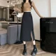thumbnail image 2 of Nueva falda de estilo chino con abertura lateral para mujer, primavera otoño, cintura alta, corte en A, largo medio, diseño versátil con hebilla de disco, 2 of 5