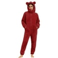 thumbnail image 3 of Sentmoon Pyjama Femme Pantalon de Pyjama Femme Combinaison à Capuche à Manches Longues Pyjama Décontracté d'Hiver Chaud Combinaison de Nuit pour Usage Quotidien et Tenues Décontractées Rouge m, 3 of 9
