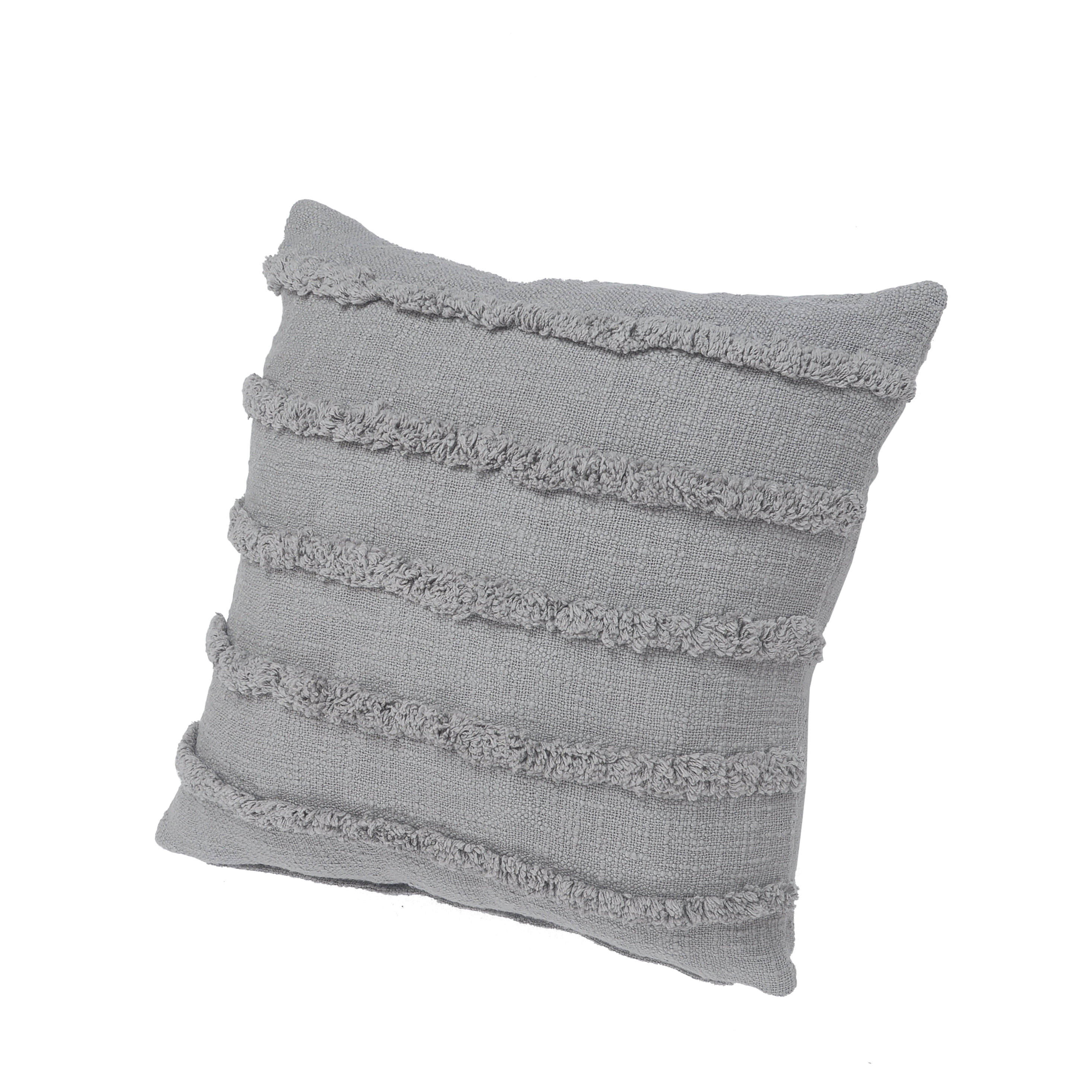 Ox Bay Sindy 20" x 20" Gray Shag Striped Cotton Adult Decorative Throw Pillow