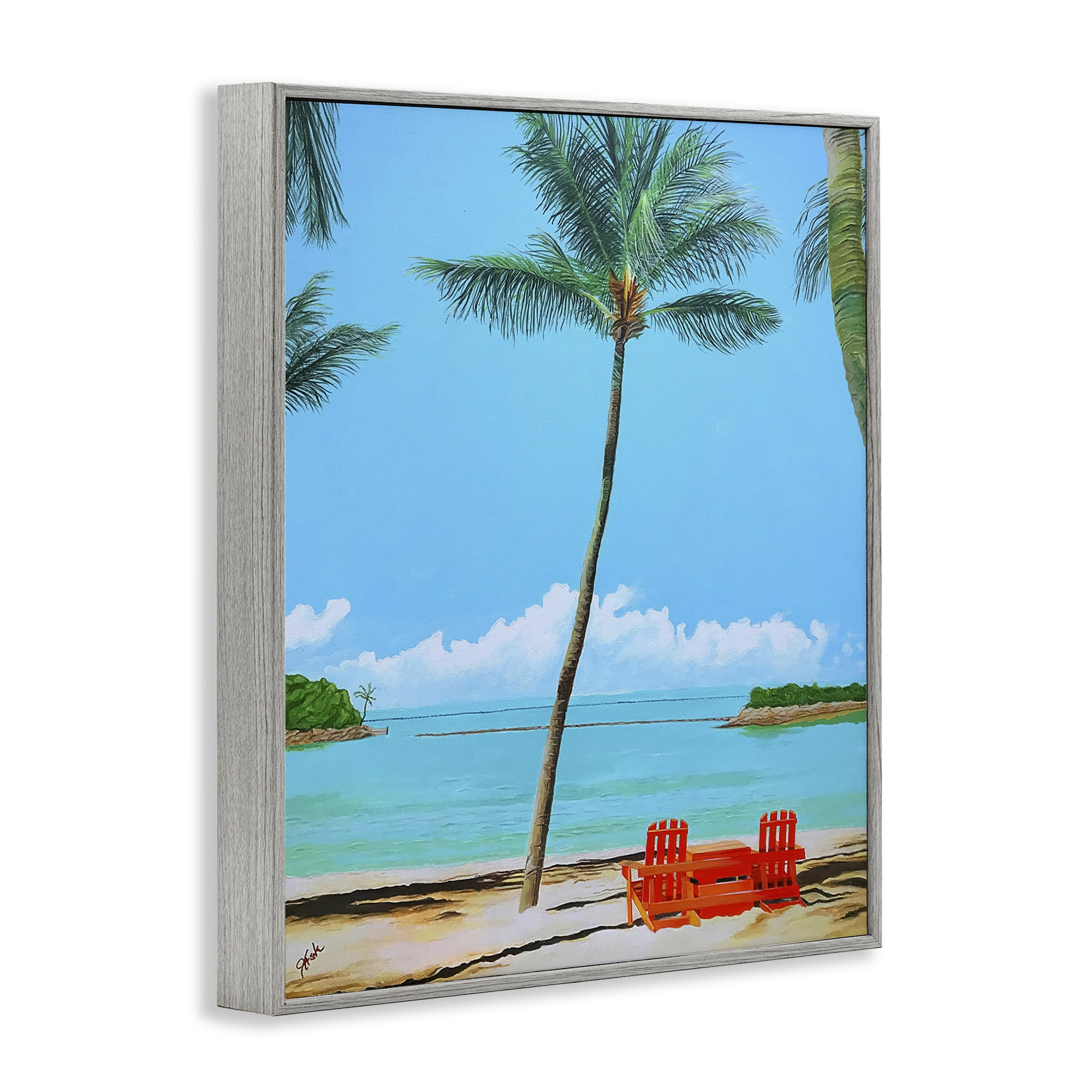 Stupell Industries Dreaming Of Palm Trees Gray Framed Giclee Art, design by John Jaster