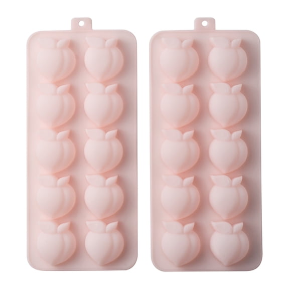 Cook with Color 2-Piece Silicone Ice Cube Tray Set, Flexible & Easy-Release Molds, Peach