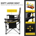 thumbnail image 2 of FAIR WIND Silla de camping de gran tamaño totalmente acolchada con soporte lumbar, silla plegable cuádruple resistente con bolsa térmica, soporte 450 libras, color negro, 2 of 5