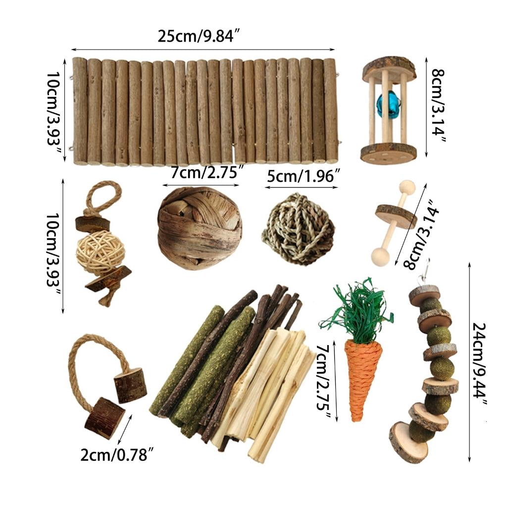 Natural Wooden Funny Toy Chew for Small Mouse RattanBalls Hamster Bridge Wooden Cage Accessories