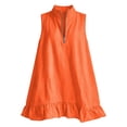 thumbnail image 5 of Women's Sleeveless Half Zip Casual Loose Mini Dress with Stand Collar and Ruffle Hem, 5 of 8