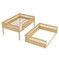 thumbnail image 5 of Bellemave Queen over Queen Bunk Bed, Wood Bunk Bed Frame with 21.7" High Guardrail, Converts to 2 Individual Beds, Space Saving Floor Bunk Beds Design for Teen Adults,Natural, 5 of 8