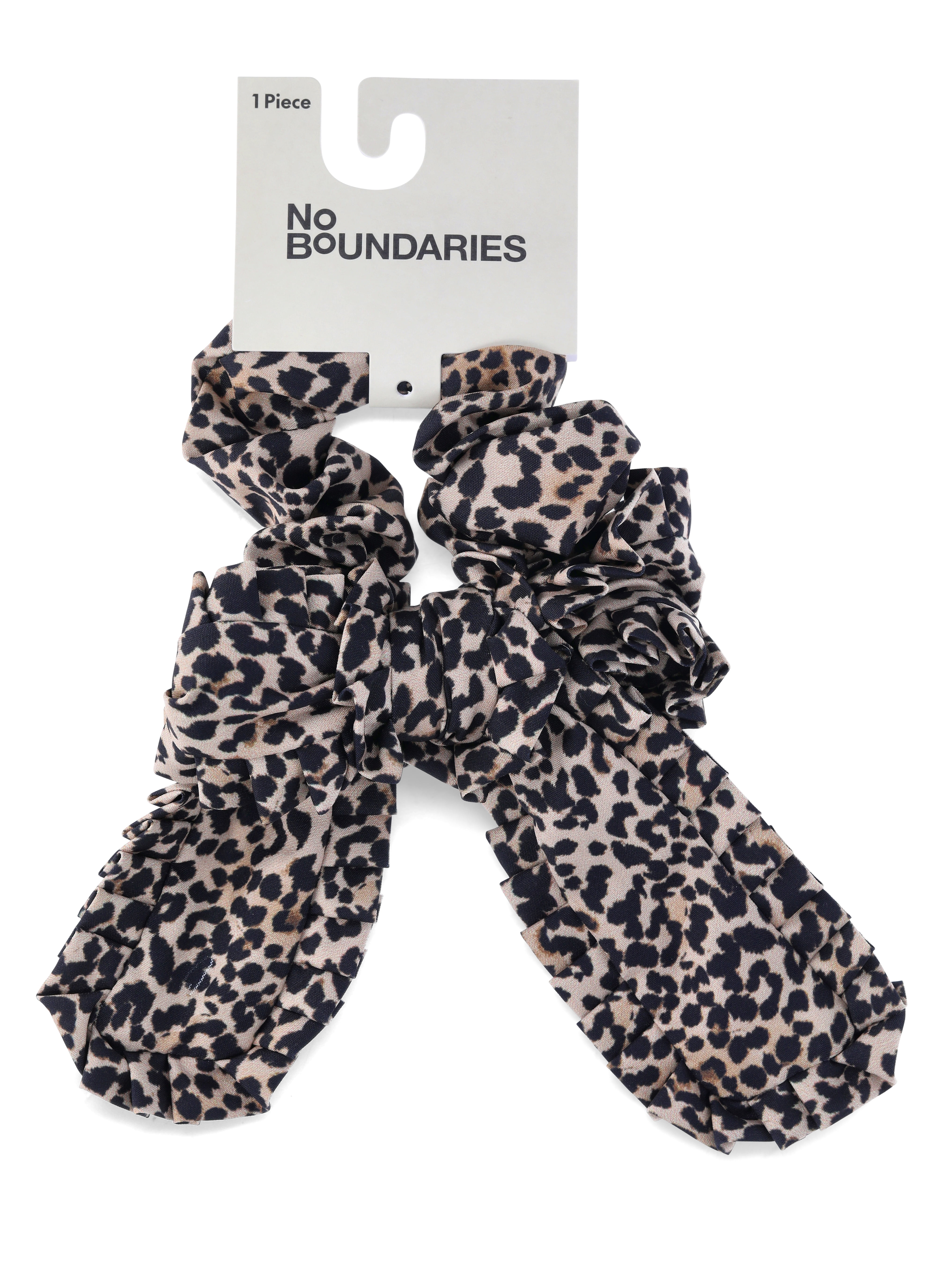 No Boundaries Ruffle Edge Bow Hair Tie, Brown Multi
