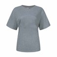thumbnail image 5 of Pincandy Women's Round Neck Solid Color Short Sleeved Casual Loose Short Sleeved Round Neck Tops/shirt,Gray,M, 5 of 5