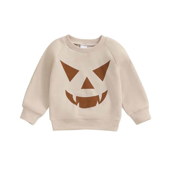 WERYOUNG Halloween Boys Graphic Tees Pumpkin Print Casual Long Sleeve Crew Neck Pullover T Shirt For Toddler Kid Soft Tops 6-12 Months