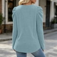 thumbnail image 6 of Ashyfjp Sweaters for Women Casual Solid Color Long Sleeve Crew Neck Puff Shoulder Ribbed Knit Top, Size (S-XXL), 6 of 7