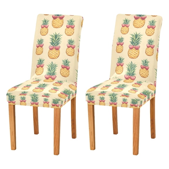 Yayeee 2 Pack Dining Chair Covers Stretch Parson Chairs Slipcovers Seat Protector, Sunshine Pineapples