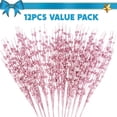 thumbnail image 2 of Tallos de bayas artificiales con purpurina rosa, 12 unidades, 43 cm, Joiedomi, 2 of 9