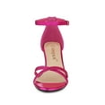 thumbnail image 6 of BLISSFUL STEP Women's Glitter Ankle Straps Stiletto Clear Heels Sandals Hot Pink 6, 6 of 7