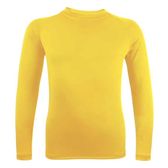 Camisa de compresión Runceptual para niños y niñas de manga larga, amarilla