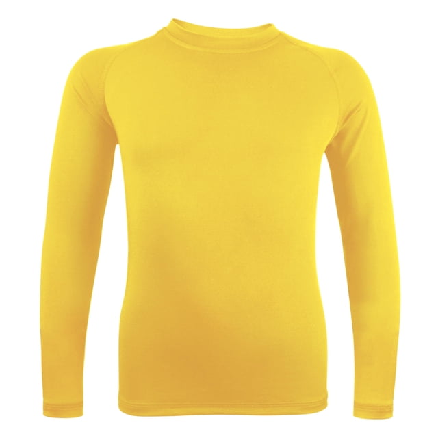 Camisa de compresión Runceptual para niños y niñas de manga larga, amarilla