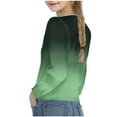 thumbnail image 4 of HAOTAGS Girls Gradient Color Tops 2025 Fashion Round Neck Long Sleeve Shirts Green Size 5 Years, 4 of 9