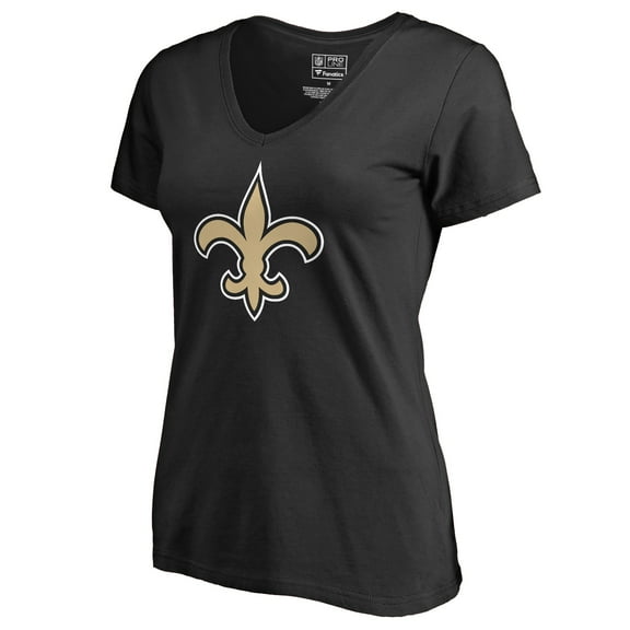 Women's Black New Orleans Saints Primary Team Logo V-Neck T-Shirt