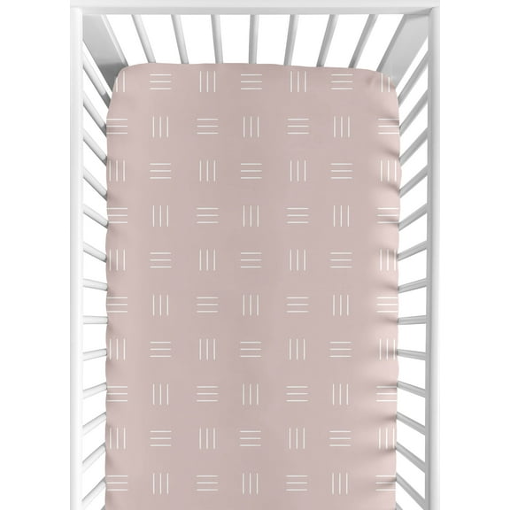 Sweet Jojo Designs Boho Hatch Pink and White Fitted Crib Sheet