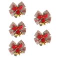 thumbnail image 1 of CUITING 15 Pieces Christmas Bow with Bells Mini Ribbon Bows Burlap Wreath Bows Wrapping Bows Hanging Xmas Wreath Bowknot Ornament for Christmas Tree Presents Decorations, 1 of 4