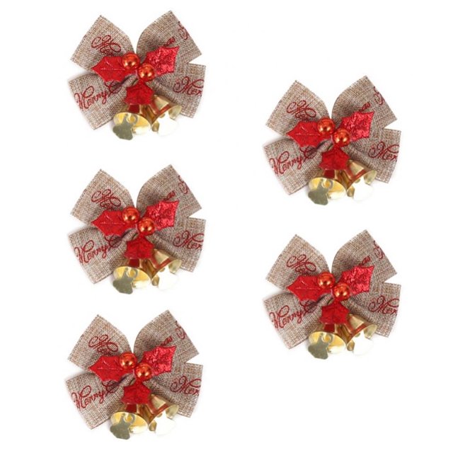 CUITING 15 Pieces Christmas Bow with Bells Mini Ribbon Bows Burlap Wreath Bows Wrapping Bows Hanging Xmas Wreath Bowknot Ornament for Christmas Tree Presents Decorations