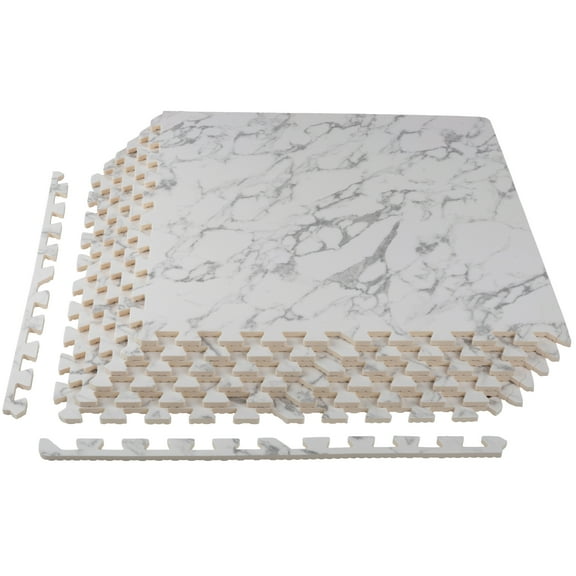 Stalwart Foam Floor Tiles - 24sqft Baby Play Mat or Gym Flooring, Marble